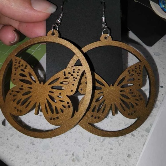 B2G1🦋Boho Wooden Butterfly Earrings | Hollow Out | Laser Cut | Statement 🤎 - Picture 6 of 8